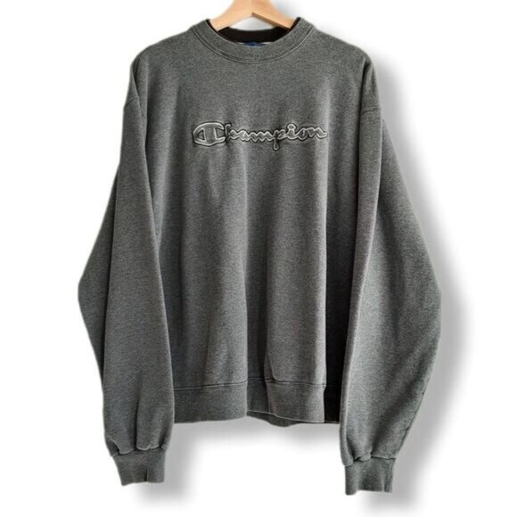 CHAMPION \ Relaxed Fit Cozy Pullover Crewneck Sweatshirt Grey Sz L - Picture 1 of 10
